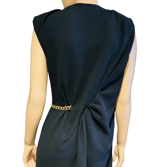 The Kooples Black Dress Sleeveless Wrap with a Gold Chain Size M 100% polyester - Picture 9 of 16